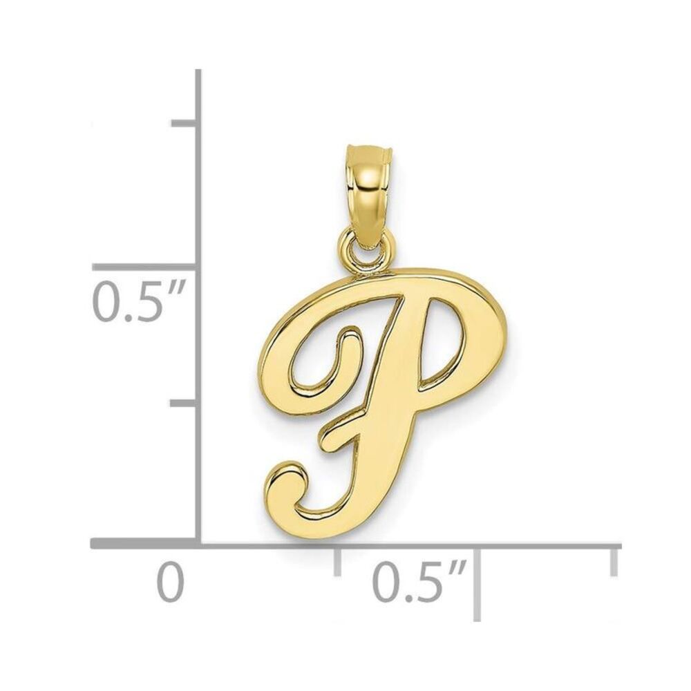 10k Yellow Gold Polished P Script Initial Charm - image 8